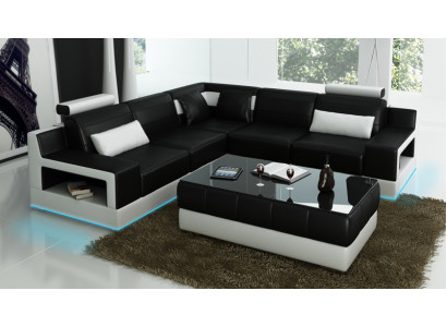 Ledersofa Couch Wohnlandschaft Ecksofa Eck Garnitur Design Modern Sofa L6005B