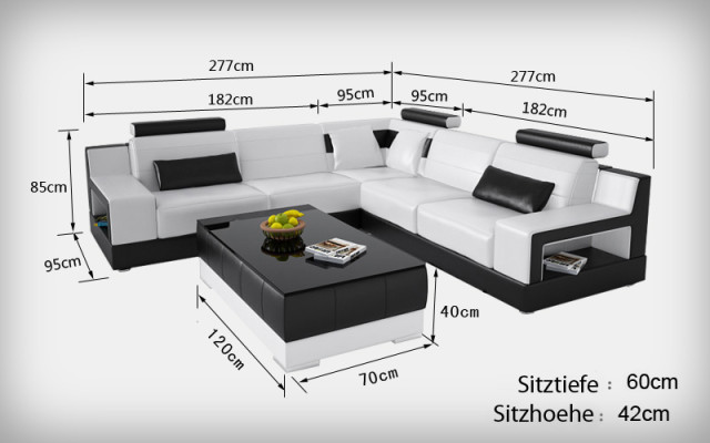 Ledersofa Couch Wohnlandschaft Ecksofa Eck Garnitur Design Modern Sofa L6005B