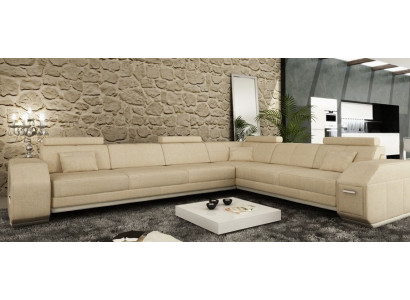 Ecksofa Sofa Couch Polster Sitz Ecke Textil Stoff Wohnlandschaft Leder EbernW