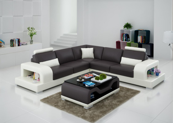 Ledersofa Couch Wohnlandschaft Ecksofa Eck Garnitur Design Modern Sofa G8007B
