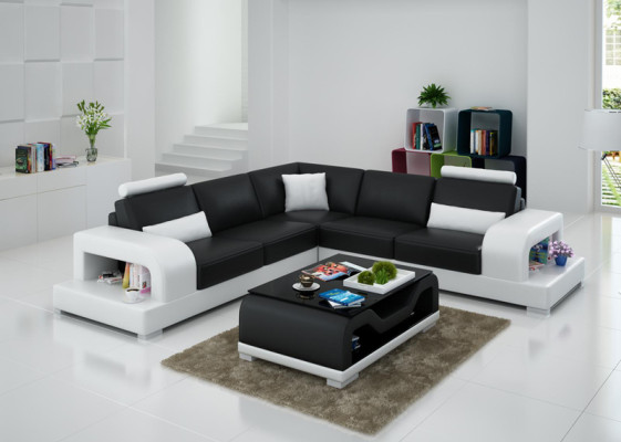 Ledersofa Couch Wohnlandschaft Ecksofa Eck Garnitur Design Modern Sofa G8007B