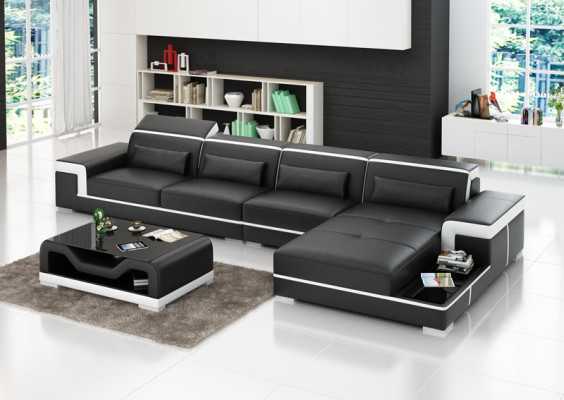 Ledersofa Couch Wohnlandschaft Ecksofa Eck Garnitur Design Modern Sofa G8020C