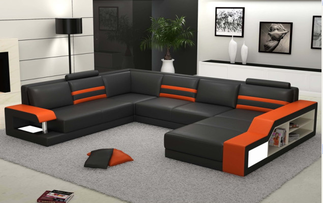 Ledersofa Sofa Couch Polster Ecksofa XXL Big Garnitur Wohnlandschaft Sofas PHX1w