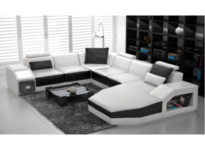 Wohnlandschaft Ecksofa Design Sofa Couch Polster Sitz Ecke U Form Weiß PHM110