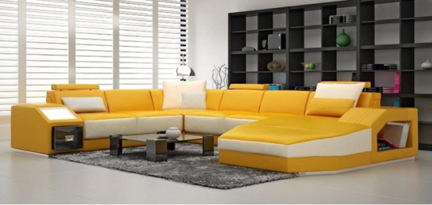 Wohnlandschaft Ecksofa Design Sofa Couch Polster Sitz Ecke U Form Weiß PHM110