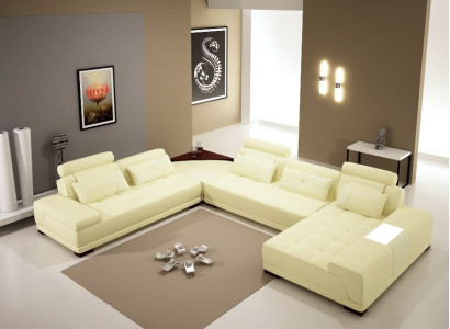 Wohnlandschaft Couch Polster Eck Garnitur Designer Ledersofa Big Sofa Neu PH376