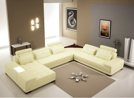 Wohnlandschaft Couch Polster Eck Garnitur Designer Ledersofa Big Sofa Neu PH376