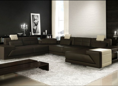 Wohnzimmer U Form Ecksofa Design Sofa Couch Polster Garnitur Ecke Braun PH3005