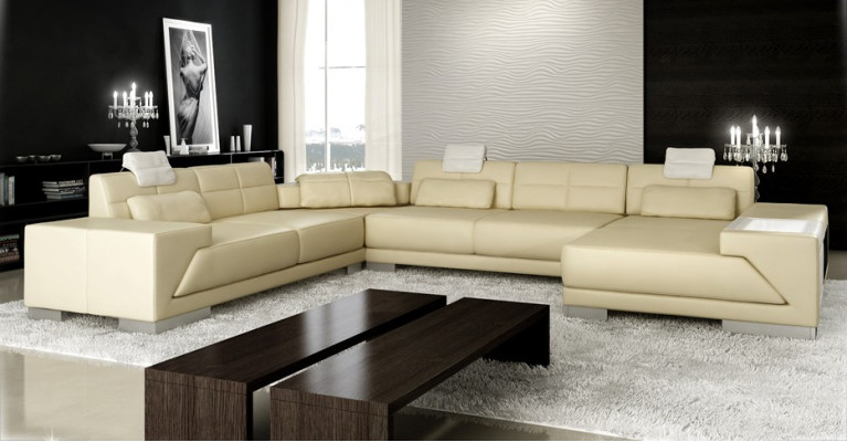Wohnzimmer U Form Ecksofa Design Sofa Couch Polster Garnitur Ecke Braun PH3005