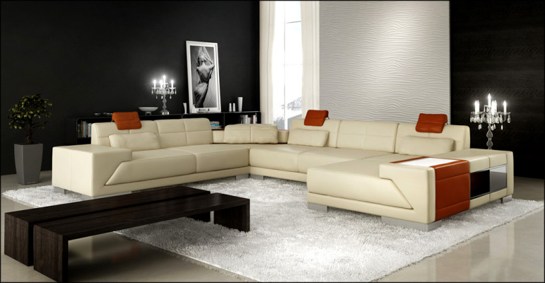 Wohnzimmer U Form Ecksofa Design Sofa Couch Polster Garnitur Ecke Braun PH3005