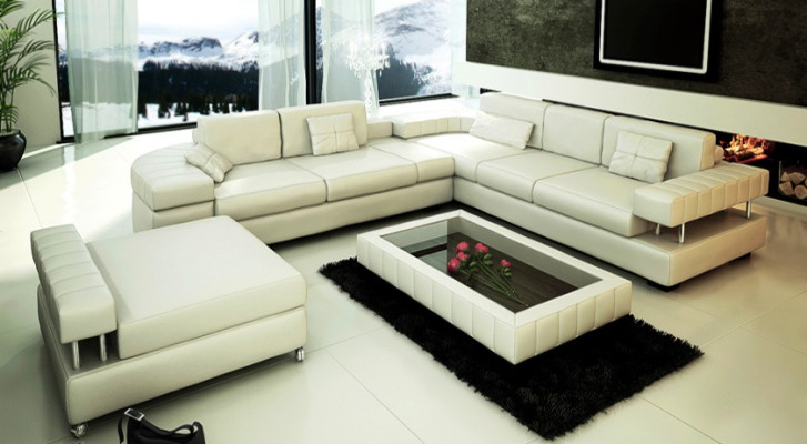 Ledersofa 3+2+1 Sitzer Garnitur Designersofa Ecksofa Polstercouch Sofa Textil