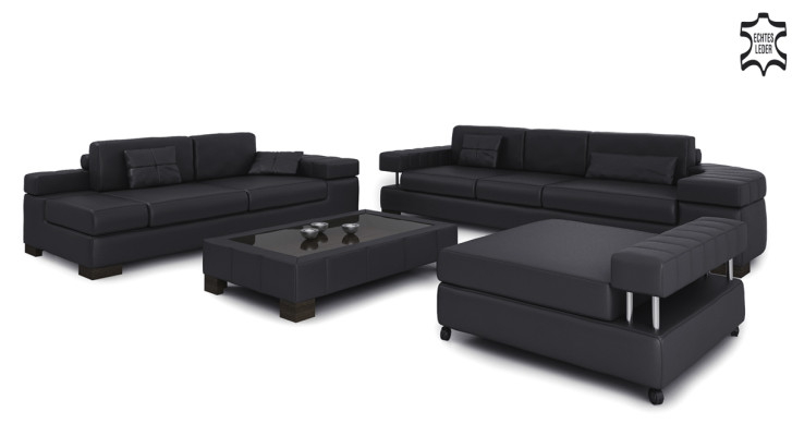 Ledersofa 3+2+1 Sitzer Garnitur Designersofa Ecksofa Polstercouch Sofa Textil