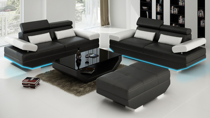Ledersofa Sofa Couch Wohnlandschaft 3+3 Garnitur Design Modern Sofa K5009E
