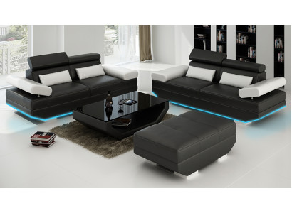 Ledersofa Sofa Couch Wohnlandschaft 3+3 Garnitur Design Modern Sofa K5009E