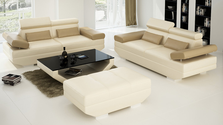 Ledersofa Sofa Couch Wohnlandschaft 3+3 Garnitur Design Modern Sofa K5009E