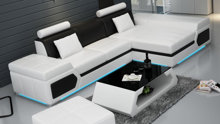 Ledersofa Sofa Couch Wohnlandschaft Ecksofa Garnitur Design Modern Sofa K5013D