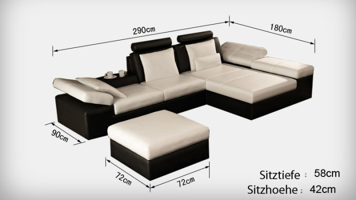 Ledersofa Sofa Couch Wohnlandschaft Ecksofa Garnitur Design Modern Sofa K5014C