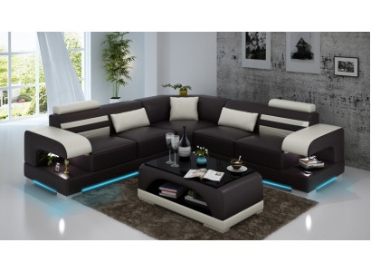 Ledersofa Couch Wohnlandschaft Ecksofa Eck Garnitur Design Modern Sofa G8033B