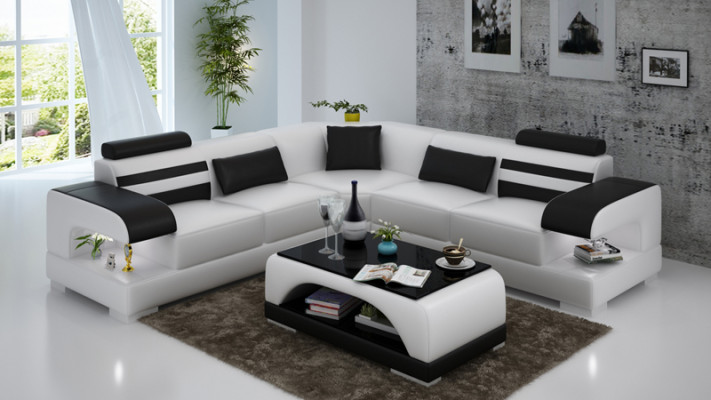 Ledersofa Couch Wohnlandschaft Ecksofa Eck Garnitur Design Modern Sofa G8033B