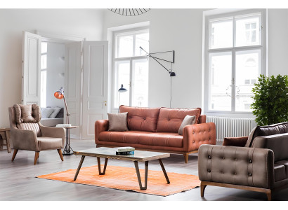 Ledersofas Set Dreisitzer Sessel Moderne Wohnzimmer Couch Garnitur Neu