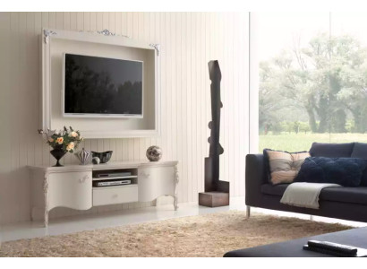 Wohnzimmer Set Luxus TV Ständer Wohnwand tv board wand Neu Möbel Weiß