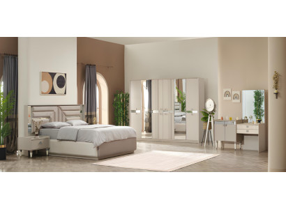 Schlafzimmer Komplett 5tlg Bett 2x Nachttische Kleiderschrank Schminktisch Holz