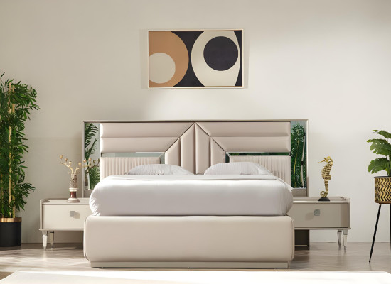 Schlafzimmer Komplett 5tlg Bett 2x Nachttische Kleiderschrank Schminktisch Holz