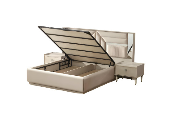 Schlafzimmer Komplett 5tlg Bett 2x Nachttische Kleiderschrank Schminktisch Holz
