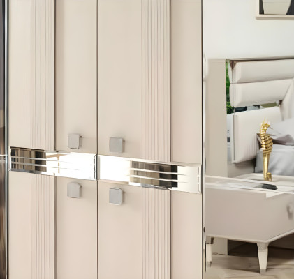 Schlafzimmer Komplett 5tlg Bett 2x Nachttische Kleiderschrank Schminktisch Holz