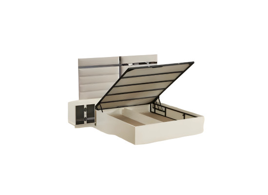 Bett Holz Möbel Beige Schlafzimmer Luxus Doppelbett Design Modern Stil