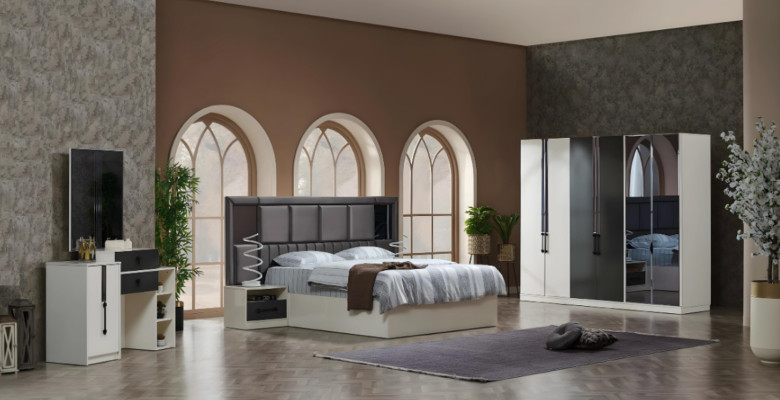 Schlafzimmer Luxus Doppelbett Holz 2x Nachttische Komplettes 6tlg Einrichtung