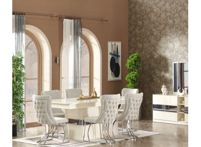 Esszimmer Set 7tlg Esstisch mit 6x Stühle Modern Design Luxus Möbel Komplett