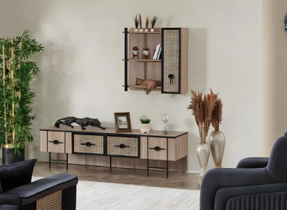 Wohnzimmer TV Ständer Holzmöbel Wandschrank Modern Luxus Wohnwand