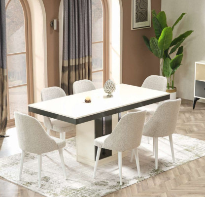 Esszimmer Esstisch mit 6x Stühle Holzmöbel Modern Tisch Luxus Möbel