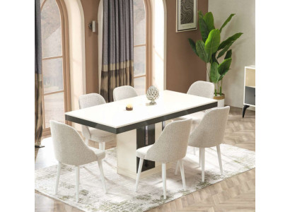 Esszimmer Esstisch mit 6x Stühle Holzmöbel Modern Tisch Luxus Möbel