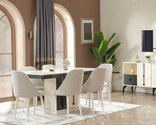 Esszimmer Esstisch mit 6x Stühle Holzmöbel Modern Tisch Luxus Möbel
