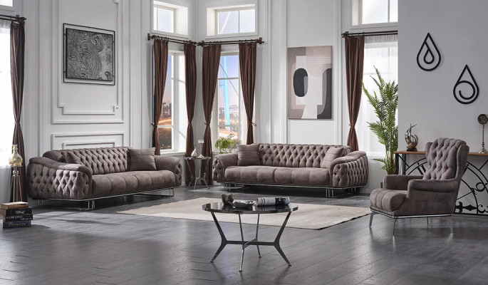 Wohnzimmer Sofas set 3+3+1 Sitzer Polstermöbel Luxuriöse Textil