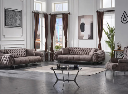 Wohnzimmer Sofas set 3+3+1 Sitzer Polstermöbel Luxuriöse Textil