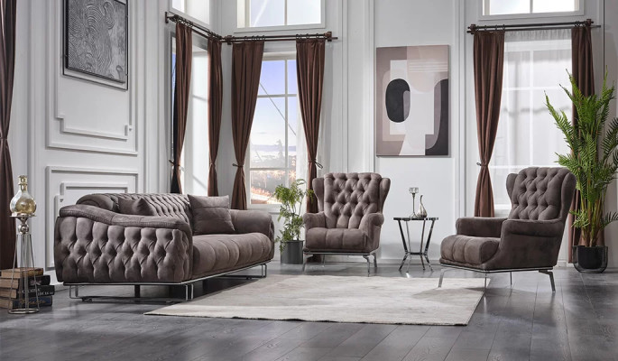 Design Sofagarnitur 3tlg Luxuriöse Polstermöbel Textil Polster Sitz
