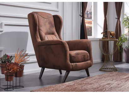 Wohnzimmer Sessel Modern Luxus Polster Sitz Polstersessel Leder Braun