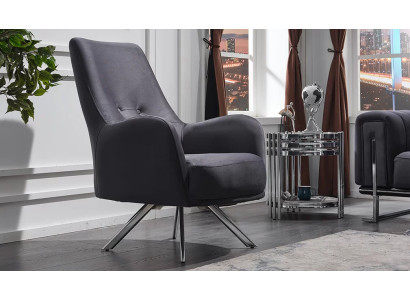 Wohnzimmer Grau Sessel Design Textil Moderne Polstermöbel Luxus Stoff