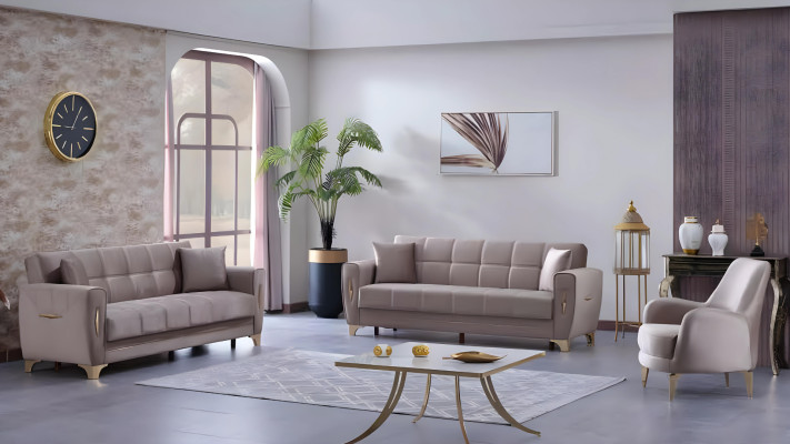 Wohnzimmer Textil Sofagarnitur 3+3+1 Sitzer Komplett Sofas Set Polstermöbel