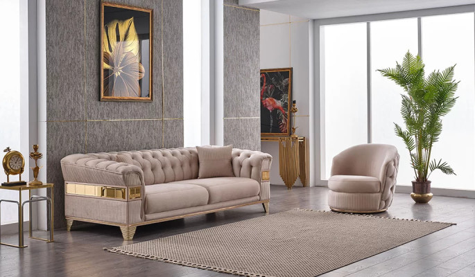 Design Luxus Möbel 2tlg Sofagarnitur Set 3+1 Sitzer Komplett Wohnzimmer
