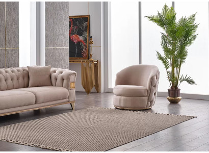 Wohnzimmer Beige Design Sessel Chesterfield Polstermöbel Luxus Sitz