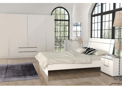 Schlafzimmer Ausstattung Set Möbel Komplett Bett 2x Nachttisch Schrank 5tlg