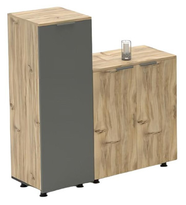 Arbeitszimmer Set Holz Beige Grau Tisch Büroschrank Couchtisch Kommode