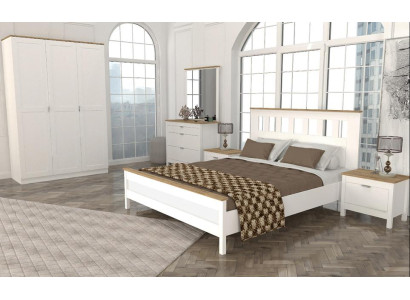 Schlafzimmer Möbel Komplett Set Bett 2x Nachttisch Schrank Weiß 5tlg