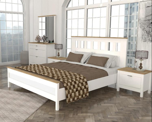 Schlafzimmer Möbel Komplett Set Bett 2x Nachttisch Schrank Weiß 5tlg