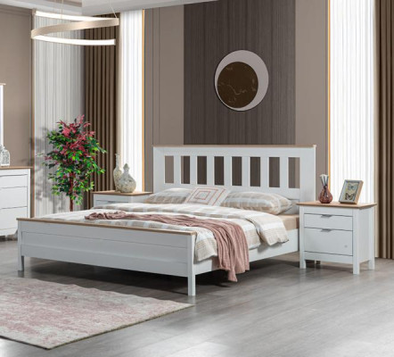 Schlafzimmer Möbel Nachttisch Nachttisch Bett Komplett Weiß Set 3tlg.
