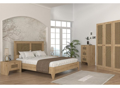 Schlafzimmer Set komplett Schrank Bett Kommode Nachttische Braun 5tlg
